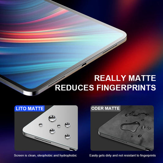 Pellicola protettiva schermo opaca Lito Classic per Apple iPad Pro 11 (2024), vetro temperato, Full Glue, 2.5D