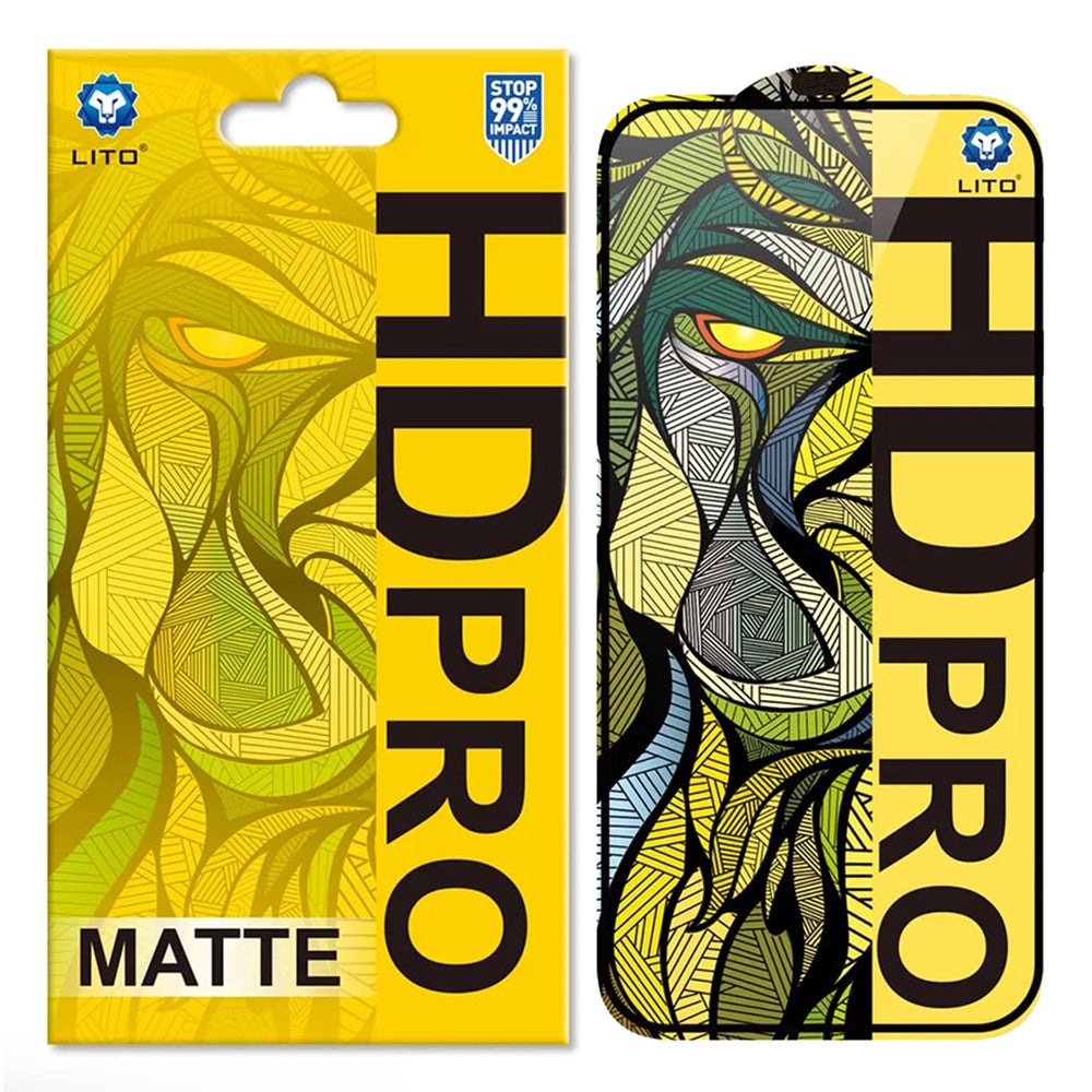 Pellicola protettiva per schermo Matte Lito HD Pro per Apple iPhone 16 Plus, Vetro Temperato, Full Glue, Nero