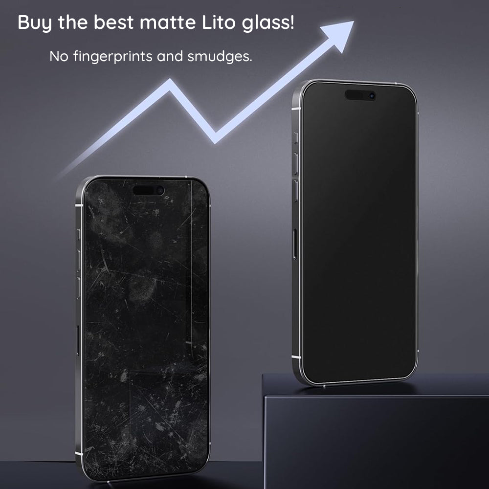 Pellicola protettiva per schermo Matte Lito HD Pro per Apple iPhone 16, Vetro Temperato, Full Glue, Nero