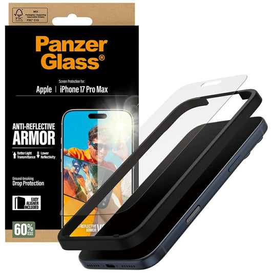 Pellicola protettiva Schermo Matte PanzerGlass Armor EasyAligner per Apple iPhone 17 Pro Max, Vetro Temperato, Full Glue