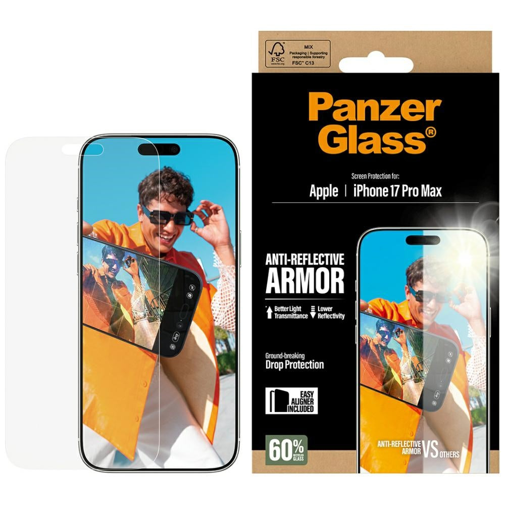 Pellicola protettiva Schermo Matte PanzerGlass Armor EasyAligner per Apple iPhone 17 Pro Max, Vetro Temperato, Full Glue