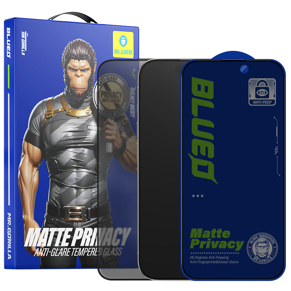 Pellicola protettiva per schermo Matte Privacy Blueo Anti-Peep per Apple iPhone 14 Plus / 13 Pro Max, Vetro Temperato, Full Glue