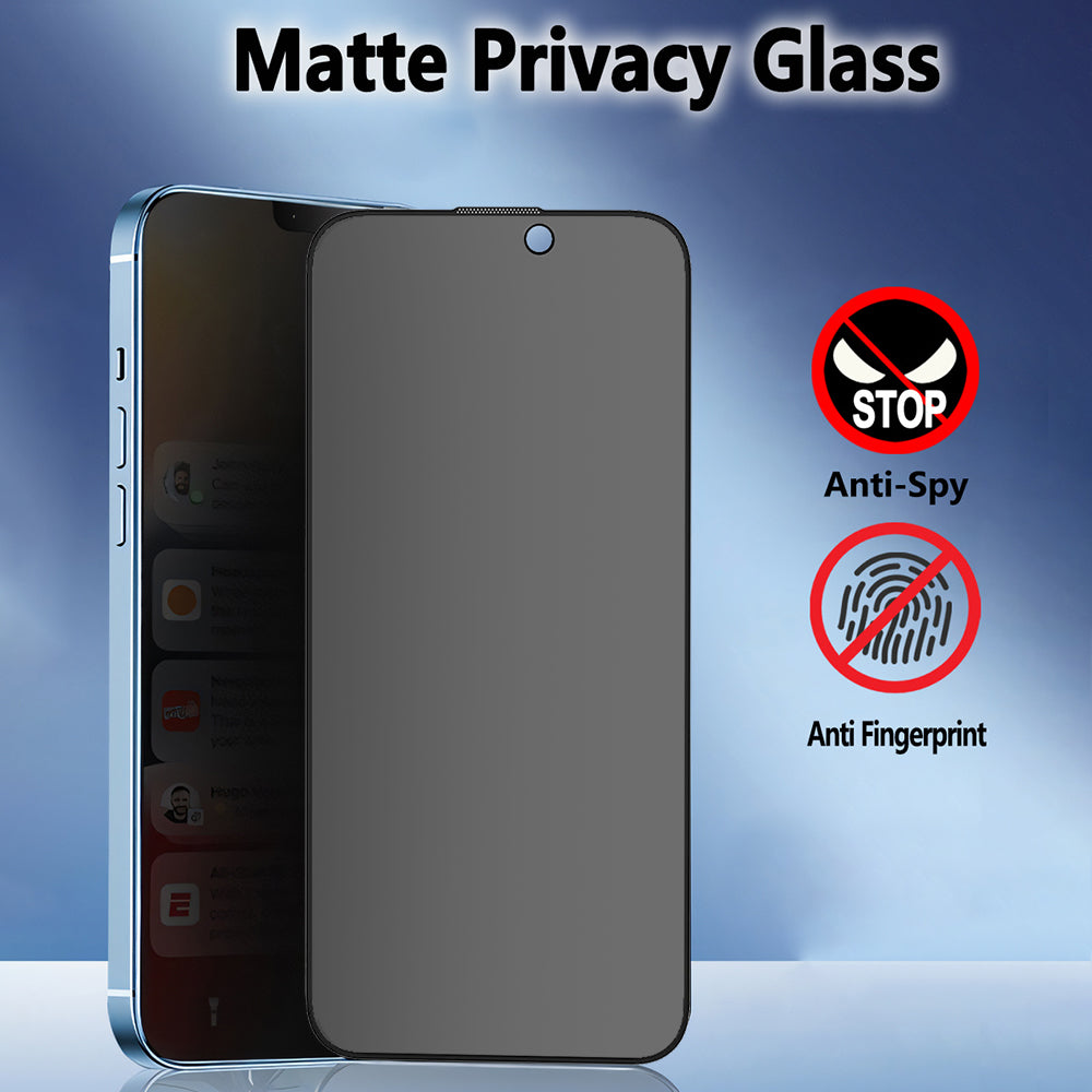 Pellicola protettiva per schermo Matte Privacy Blueo Anti-Peep per Apple iPhone 14 Plus / 13 Pro Max, Vetro Temperato, Full Glue
