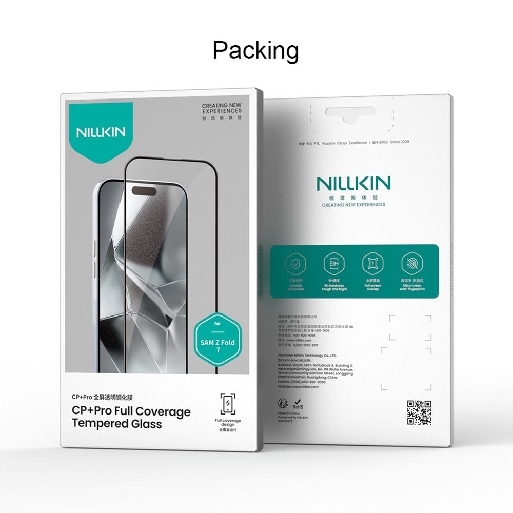 Pellicola protettiva per schermo esterno Nillkin CP+ Pro per Samsung Galaxy Z Fold7 F966, vetro temperato, adesivo completo, nero