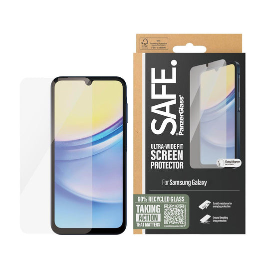Pellicola Protettiva Schermo PanzerGlass Safe. Ultra-Wide Fit per Samsung Galaxy A16 5G A166 / A16 4G A165, Vetro Temperato, Full Glue.