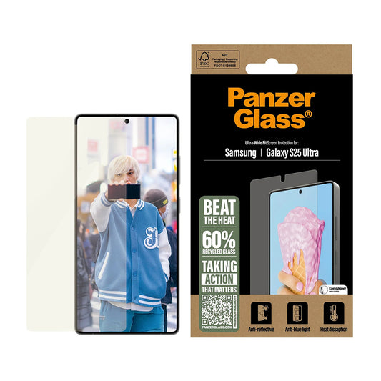 Pellicola Protettiva Schermo PanzerGlass Ultra-Wide Fit All-in-One per Samsung Galaxy S25 Ultra S938, Vetro Temperato, Full Glue