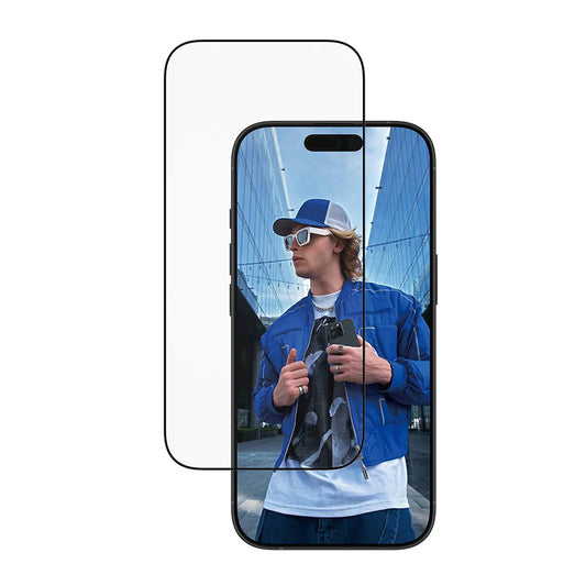 Pellicola protettiva schermo PanzerGlass Ultra-Wide Fit EasyAligner per Apple iPhone 17 / 16 Pro, Vetro Temperato, Full Glue, Nera