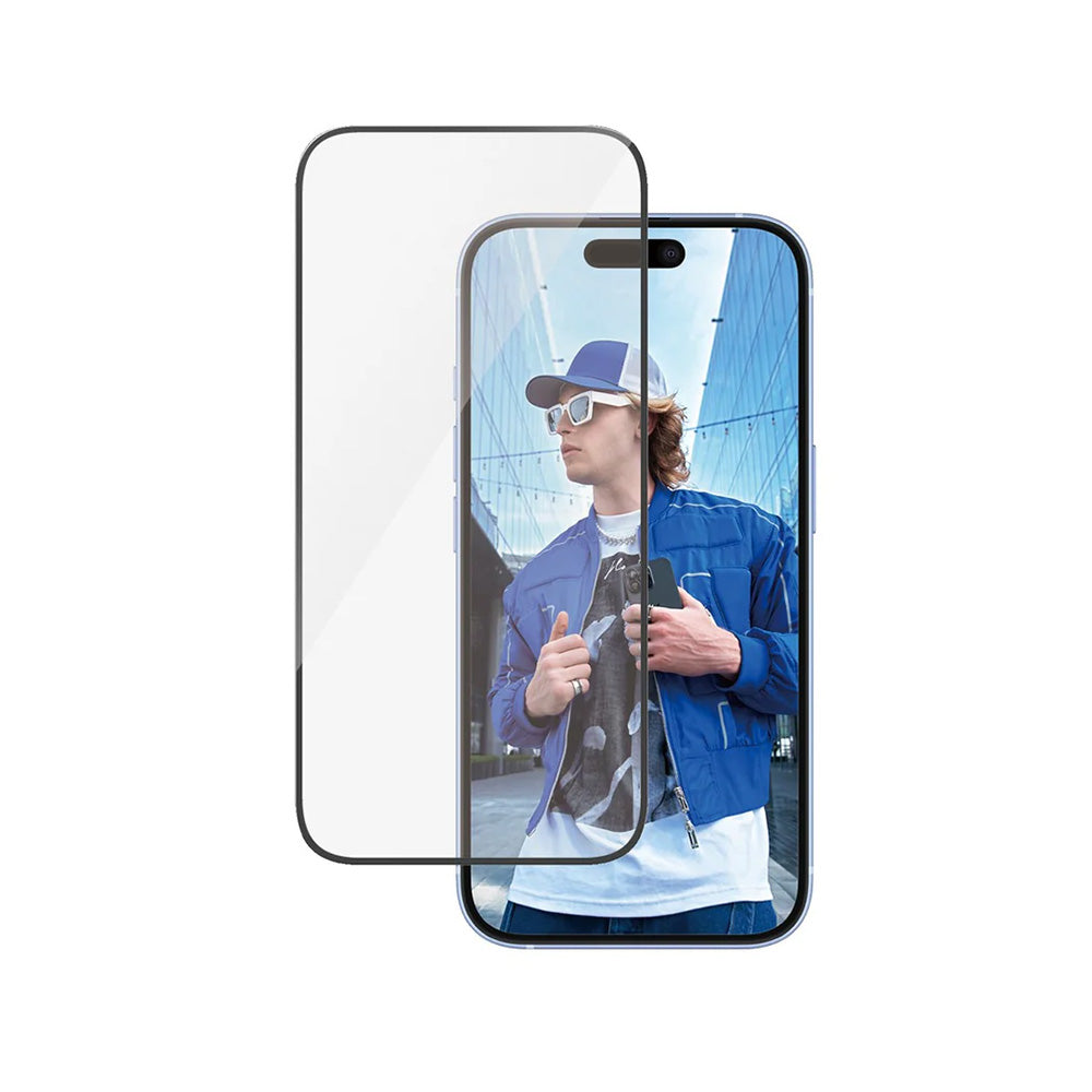 Pellicola Protettiva Schermo PanzerGlass Ultra-Wide Fit per Apple iPhone 16 / 15, Vetro Temperato, Full Glue, Nera