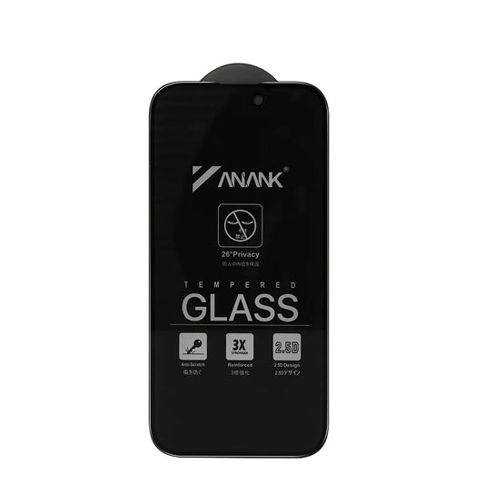Pellicola protettiva per schermo Privacy Anank 3X Rinforzata per Apple iPhone 16 Pro Max, Vetro Temperato, Colla Totale, 2.5D