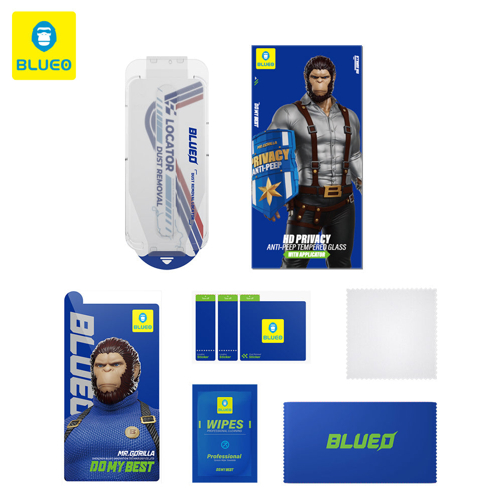 Pellicola protettiva per schermo Privacy Blueo Anti-Peep Applicator Pro per Apple iPhone 14 Pro Max, Vetro Temperato, Colla Completa