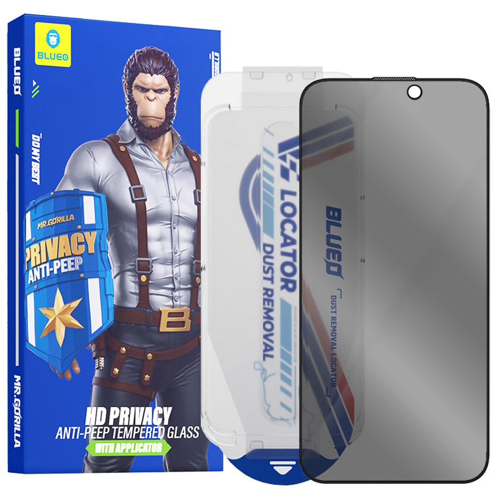Pellicola Protettiva Schermo Privacy Blueo Anti-Peep Applicator Pro per Apple iPhone 15 Pro, Vetro Temperato, Colla Completa