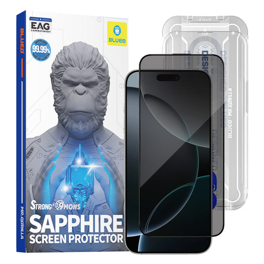 Pellicola Protettiva Schermo Privacy Blueo Sapphire Applicator Pro per Apple iPhone 17 Pro / 17 / 16 Pro, Vetro Temperato, Full Glue