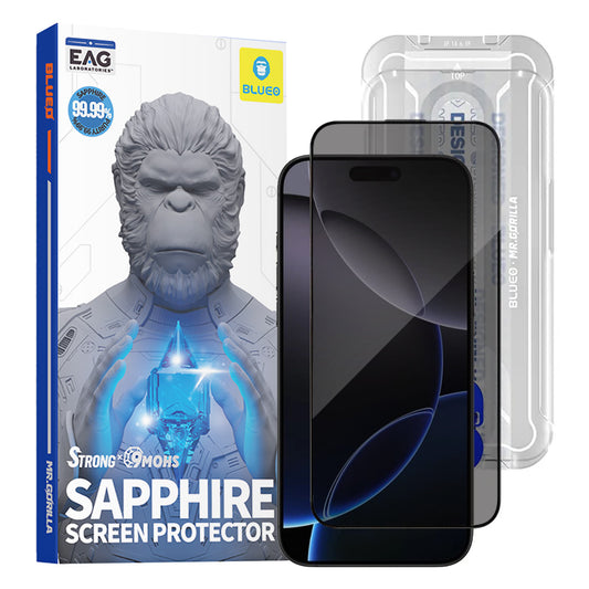 Pellicola Protettiva Schermo Privacy Blueo Sapphire Applicator Pro per Apple iPhone 17 Pro Max / 16 Pro Max, Vetro Temperato, Full Glue