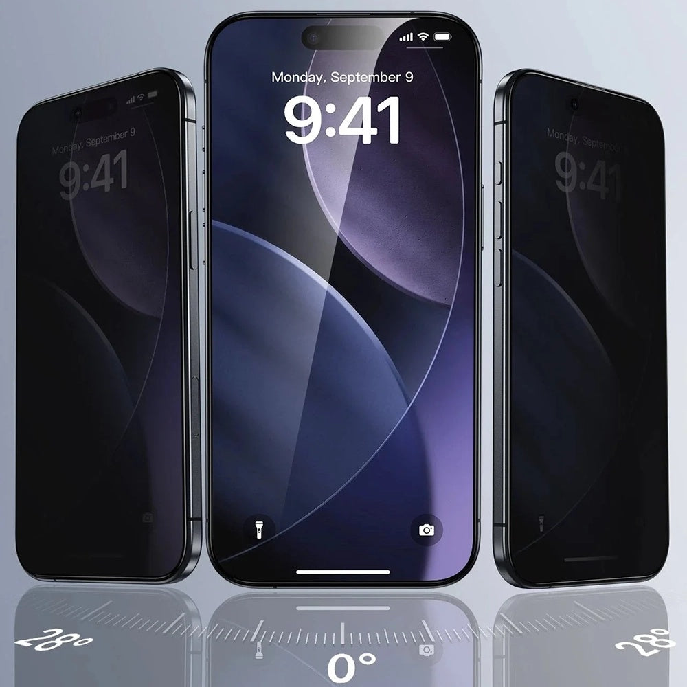 Pellicola Protettiva Schermo Privacy ESR UltraFit per Apple iPhone 17 / 16 Pro, Vetro Temperato, Full Glue, Set 3 pezzi