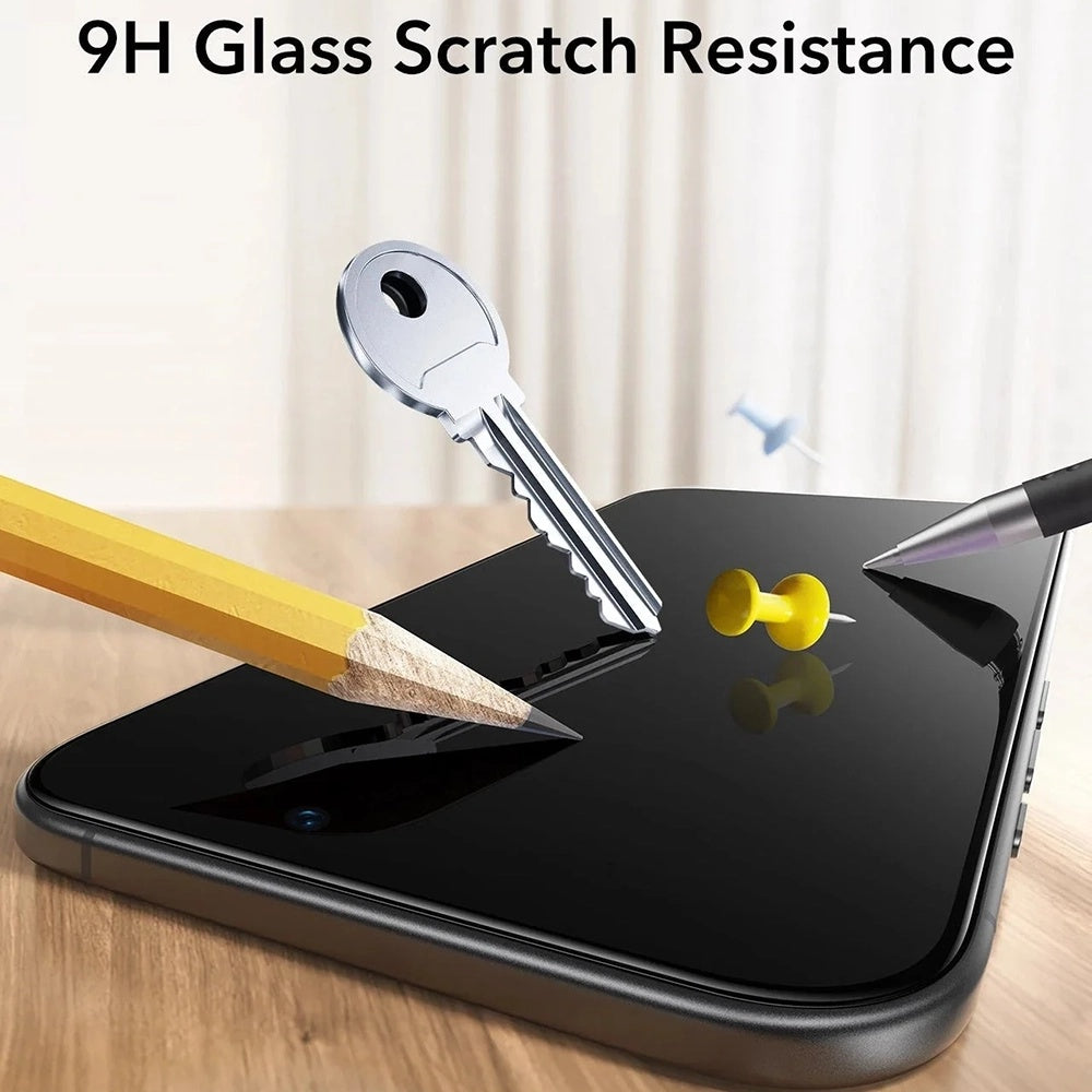 Pellicola Protettiva Schermo Privacy ESR UltraFit per Apple iPhone 17 / 16 Pro, Vetro Temperato, Full Glue, Set 3 pezzi
