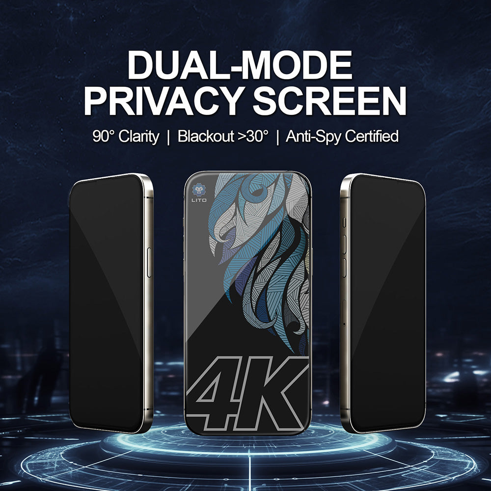 Pellicola Protettiva Schermo Privacy Lito D+ Max 4K per Apple iPhone 17 Pro, Vetro Temperato, Full Glue