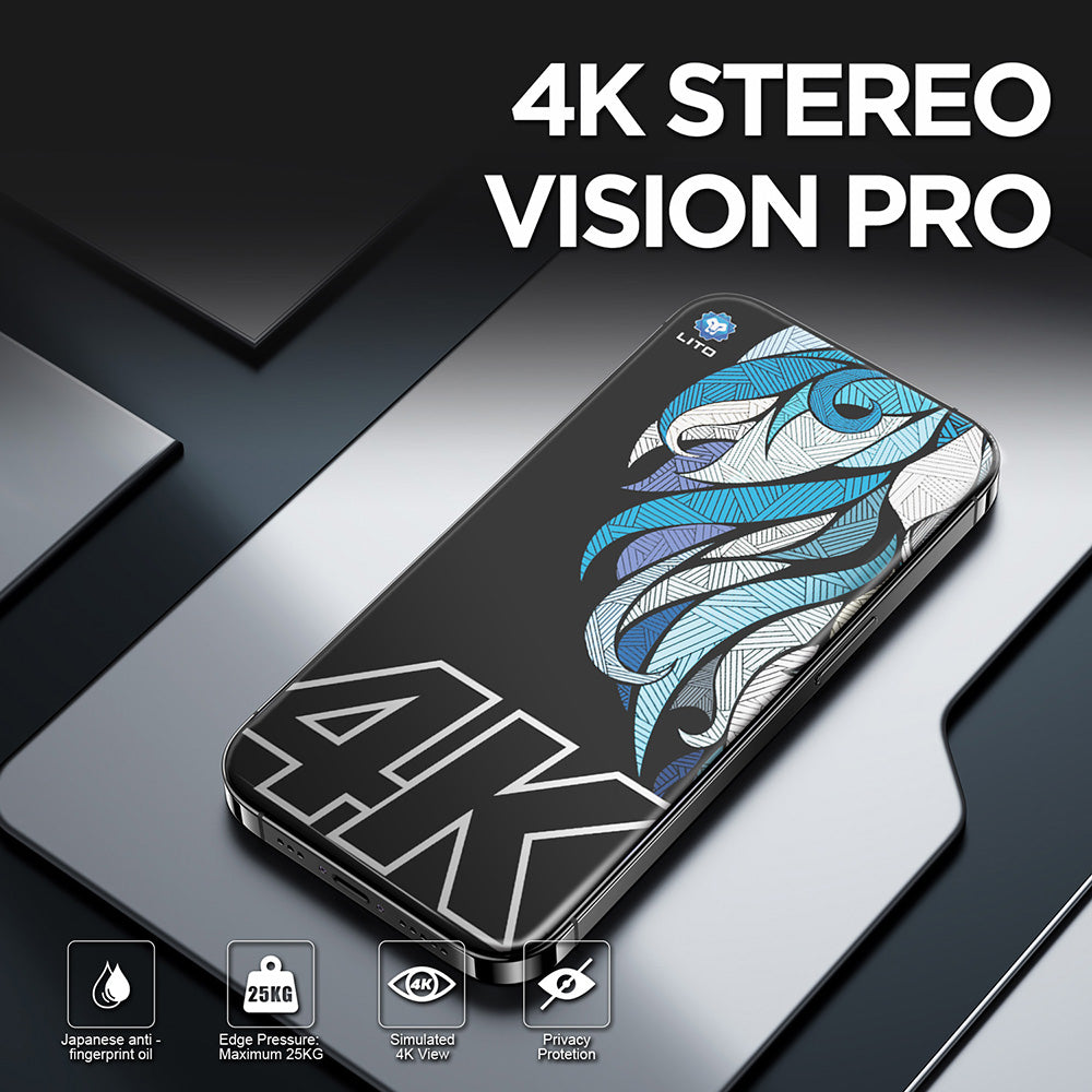 Pellicola Protettiva Schermo Privacy Lito D+ Max 4K per Apple iPhone 17 Pro, Vetro Temperato, Full Glue