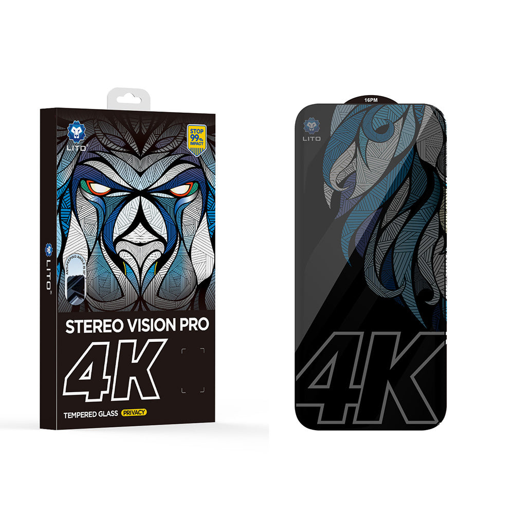 Pellicola Protettiva Schermo Privacy Lito D+ Max 4K per Apple iPhone 17 Pro, Vetro Temperato, Full Glue