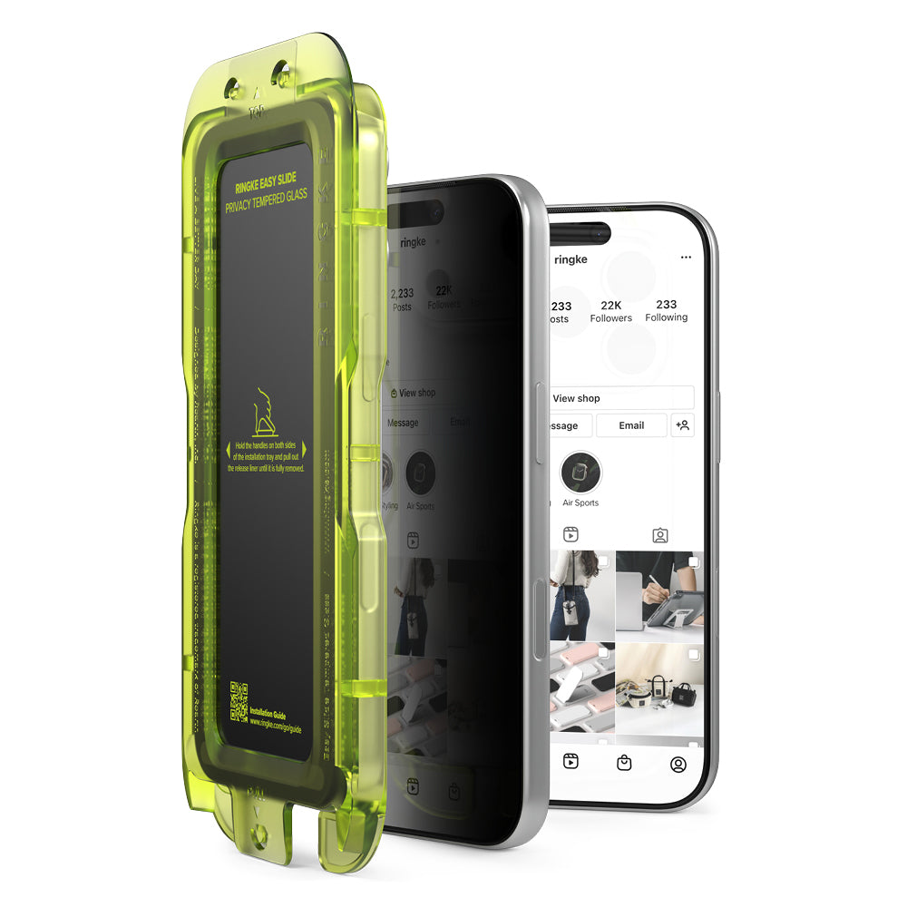 Pellicola protettiva per schermo Privacy Ringke Easy Slide per Apple iPhone 18 Pro Max, vetro temperato, Full Glue, set da 2 pezzi
