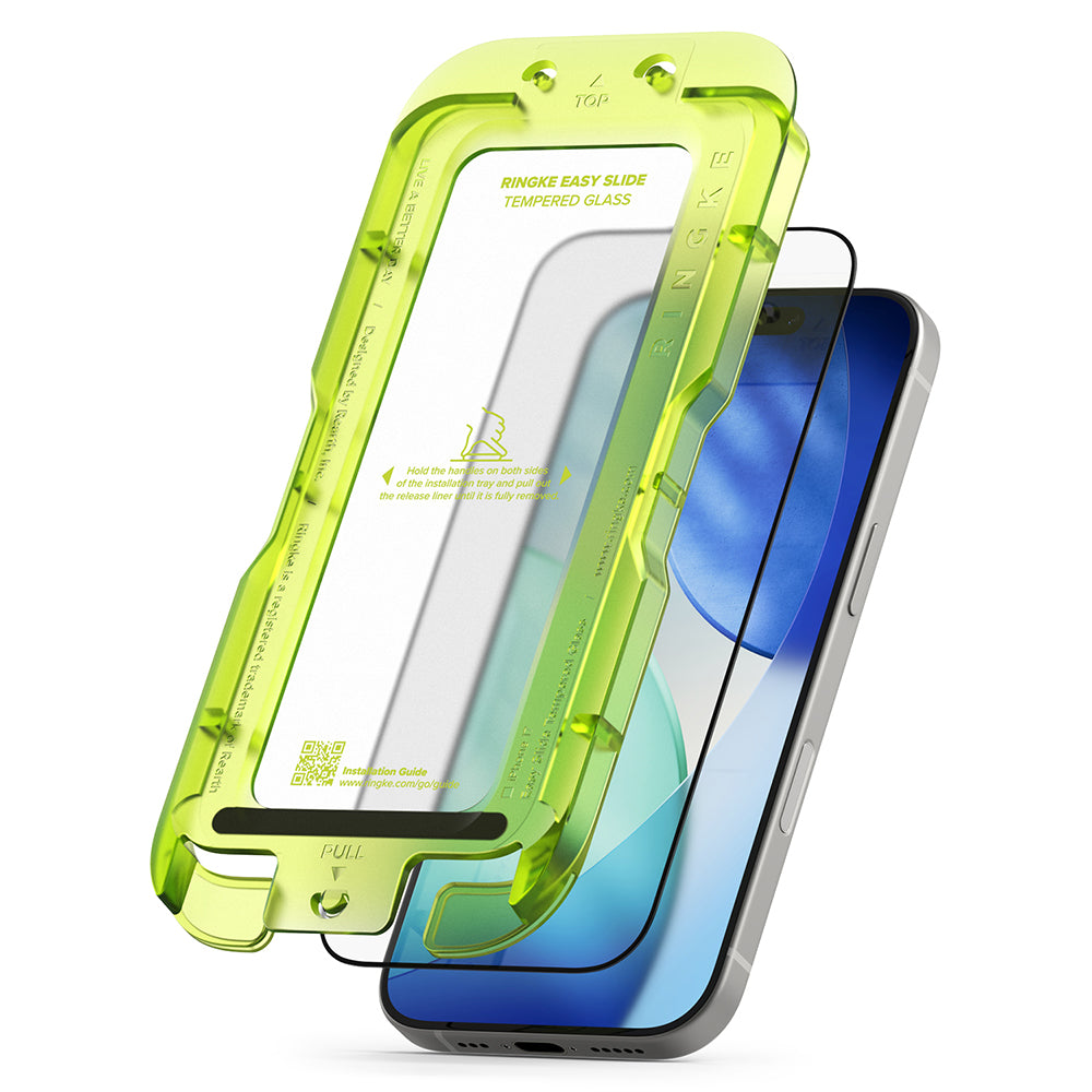 Pellicola protettiva per schermo Ringke Easy Slide per Apple iPhone 18 Pro / 17 Pro, Vetro temperato, Full Glue, Set da 2 pezzi