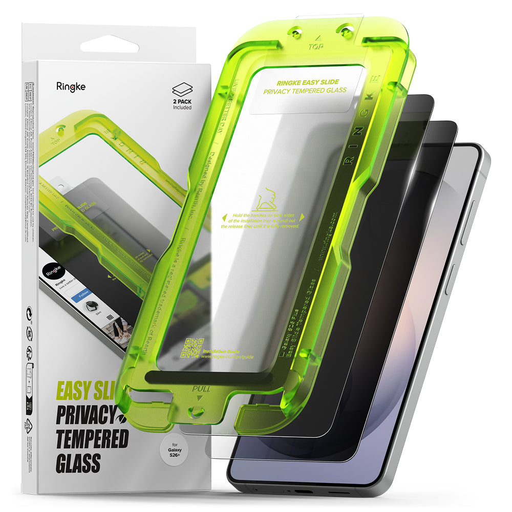 Pellicola Protettiva Schermo Ringke Easy Slide per Samsung Galaxy S26 Plus S947, Vetro Temperato, Full Glue, Set 2 pezzi, Nera