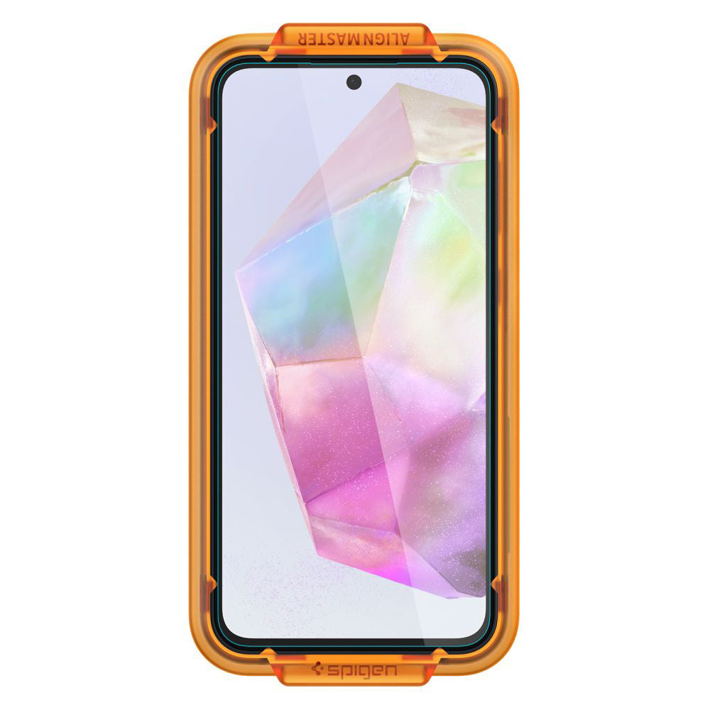 Pellicola Protettiva Schermo Spigen GlastR Align Master per Samsung Galaxy M35 / A35 5G A356, Vetro Temperato, Full Glue, Set 2 pezzi AGL07772