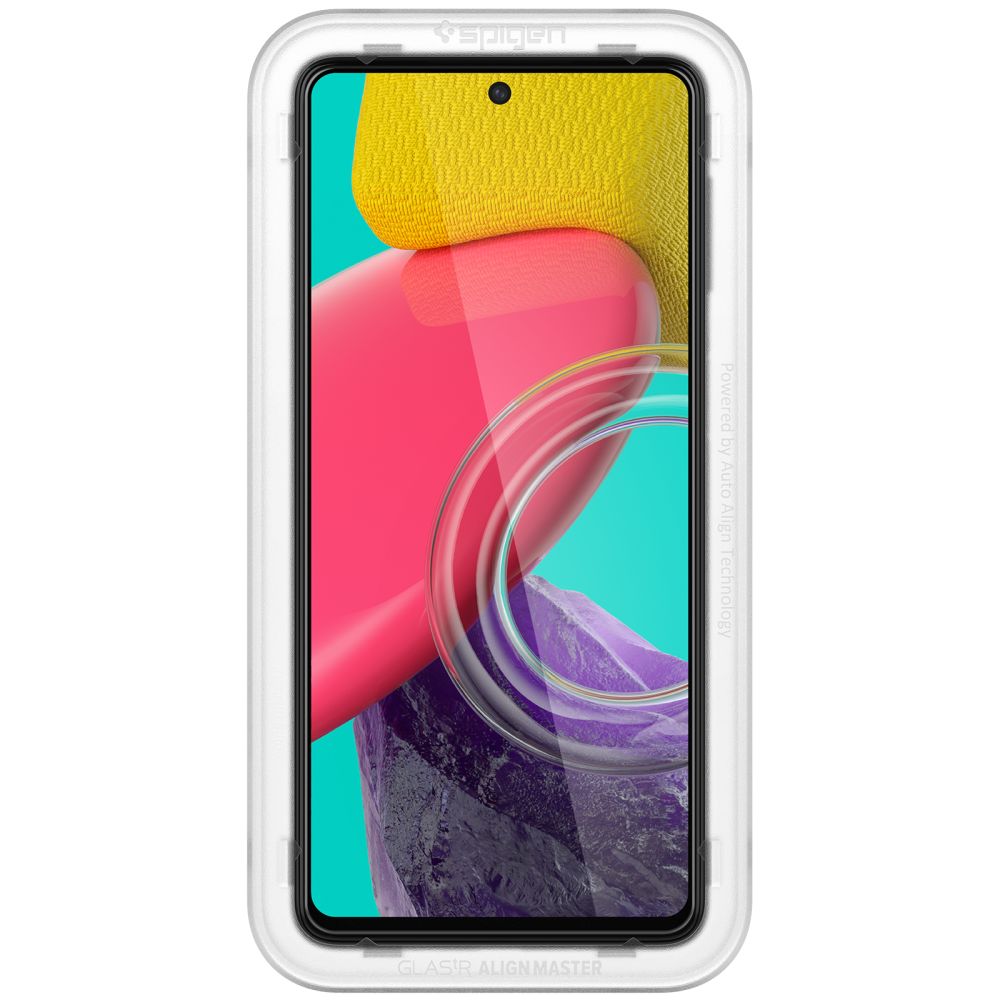 Pellicola Protettiva Schermo Spigen GlastR Align Master per Samsung Galaxy M53 M536, Vetro Temperato, Full Glue, Nera