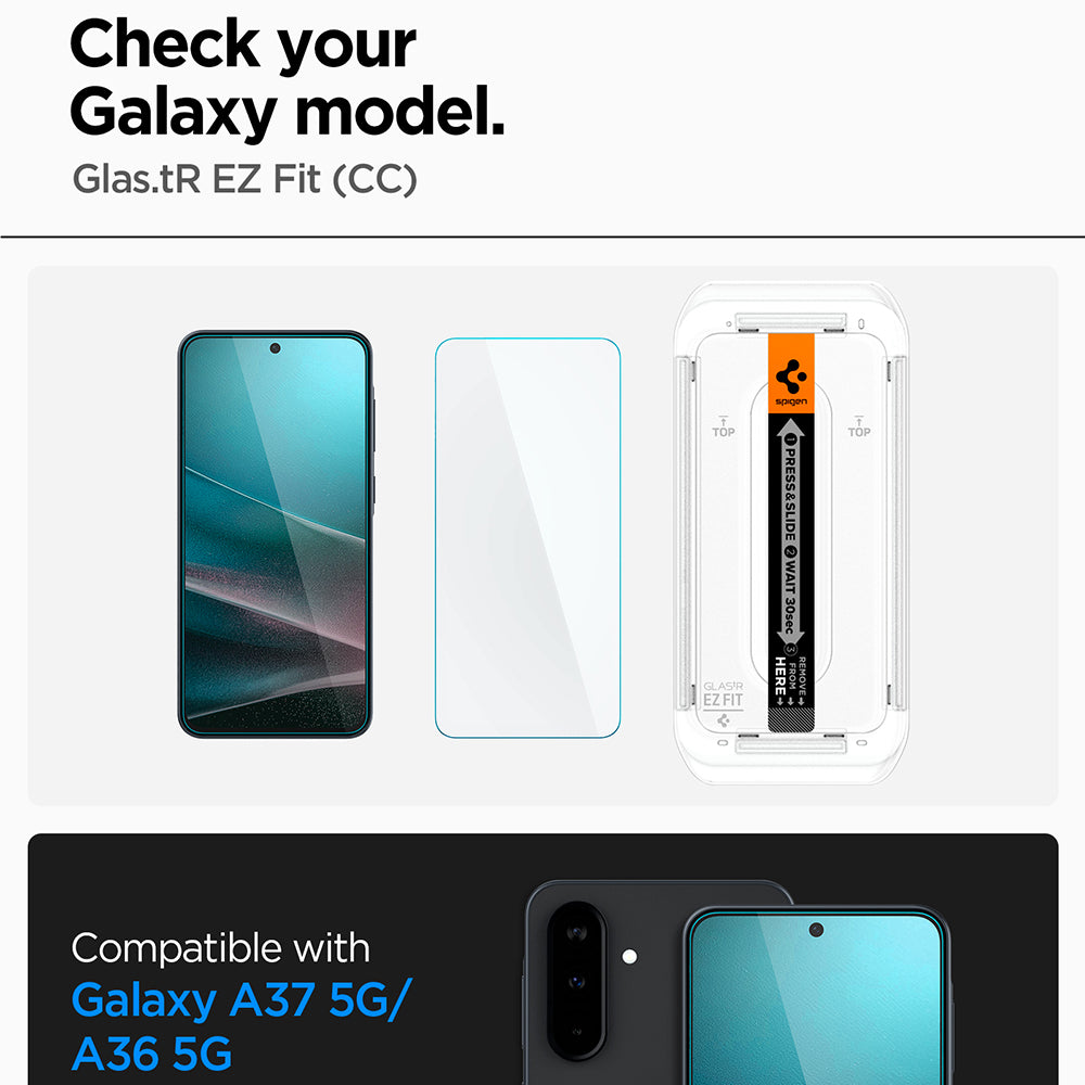 Pellicola protettiva per schermo Spigen GlastR EZ FIT HD per Samsung Galaxy A37 5G / A36 A366, Vetro temperato, Full Glue AGL11365