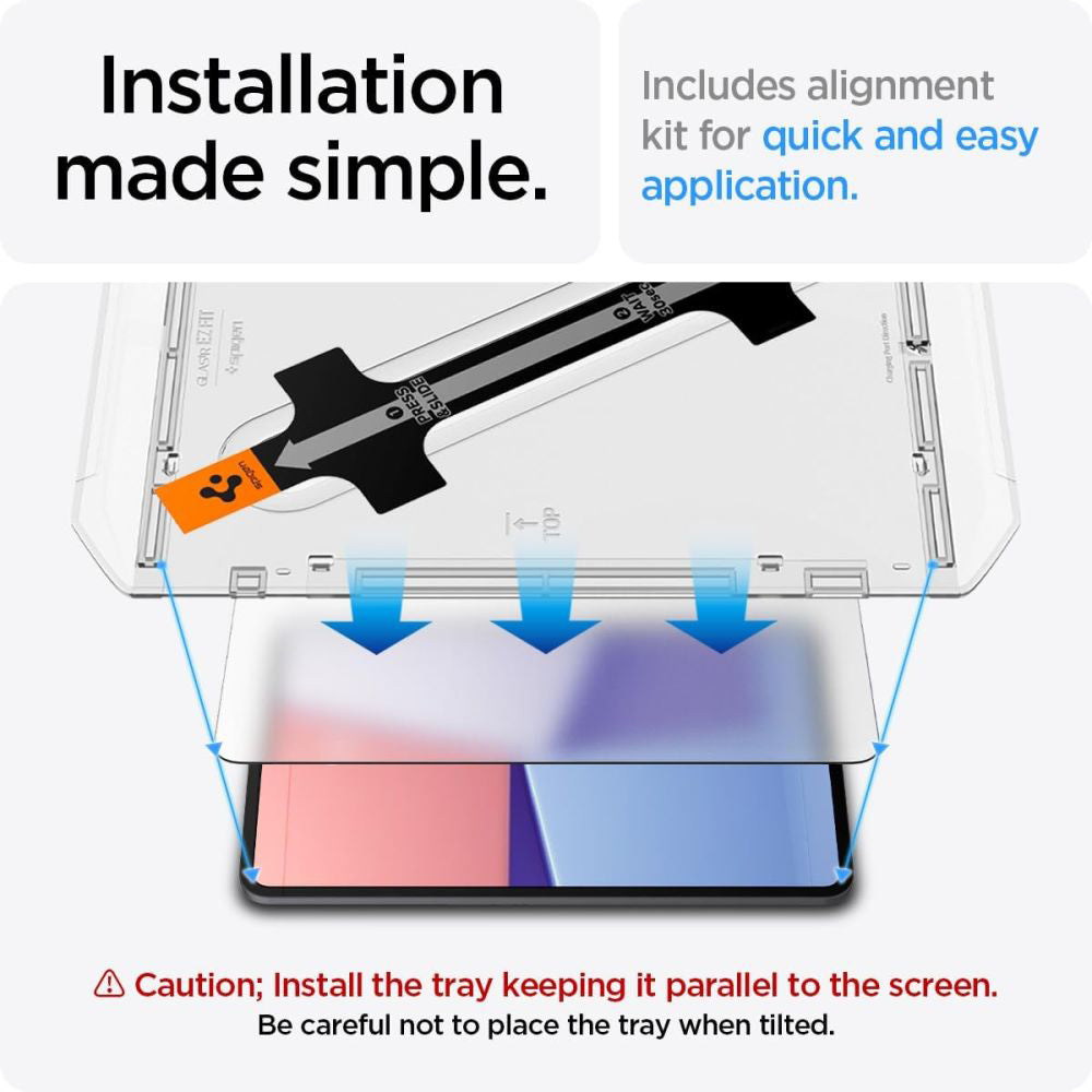 Pellicola Protettiva Schermo Spigen GlastR EZ FIT per Apple iPad Pro 13 (2024), Vetro Temperato, Full Glue AGL07793