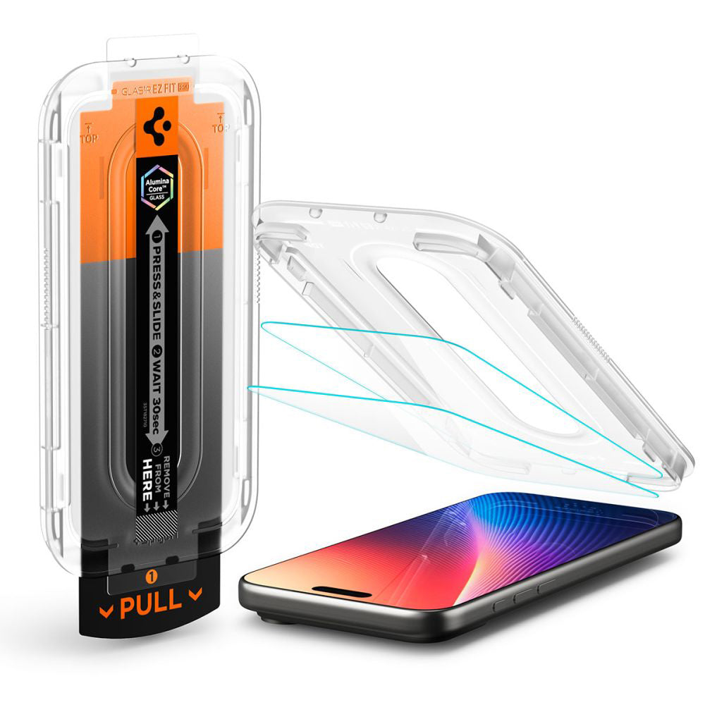 Pellicola Protettiva Schermo Spigen GlastR EZ FIT Pro per Apple iPhone 17 Pro Max / 16 Pro Max, Vetro Temperato, Full Glue