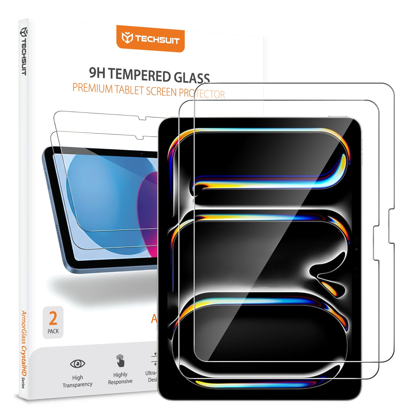 Pellicola protettiva schermo Techsuit ArmorGlass CrystalHD per Apple iPad Pro 11 (2024), Vetro Temperato, Full Glue, Set 2 pezzi
