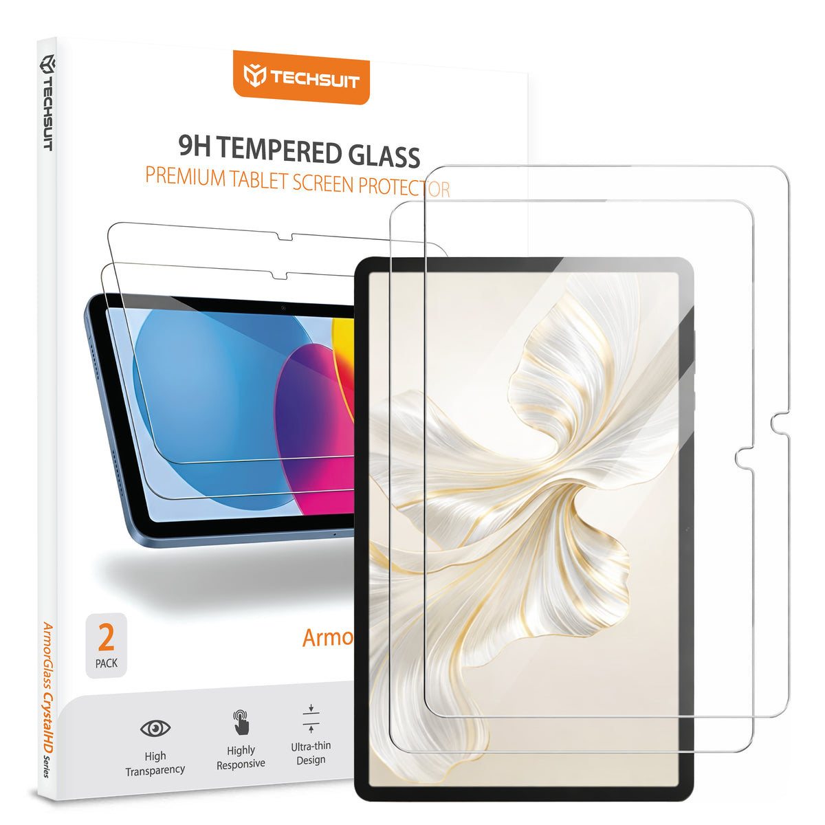 Pellicola protettiva schermo Techsuit ArmorGlass CrystalHD per Honor Pad 10 / 9, Vetro Temperato, Full Glue, Set 2 pezzi