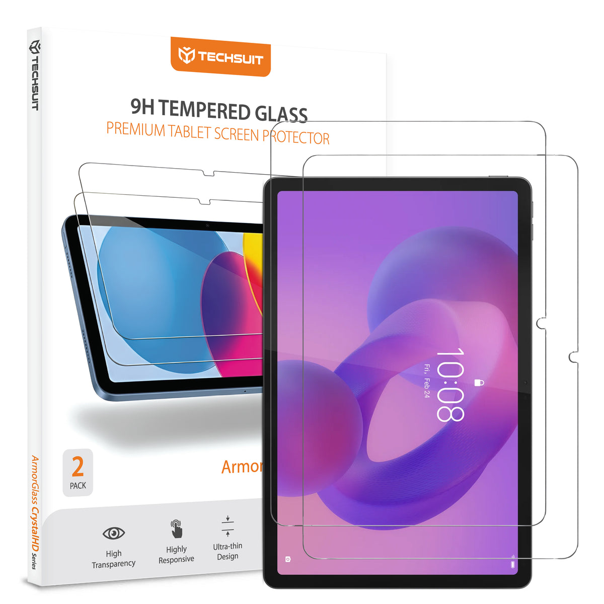 Pellicola protettiva schermo Techsuit ArmorGlass CrystalHD per Lenovo Idea Tab 11, Vetro Temperato, Full Glue, Set 2 pezzi