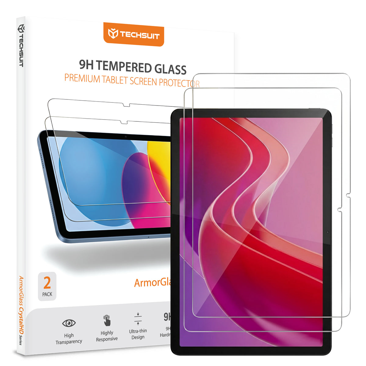 Pellicola protettiva schermo Techsuit ArmorGlass CrystalHD per Lenovo Tab M11, Vetro Temperato, Full Glue, Set 2 pezzi