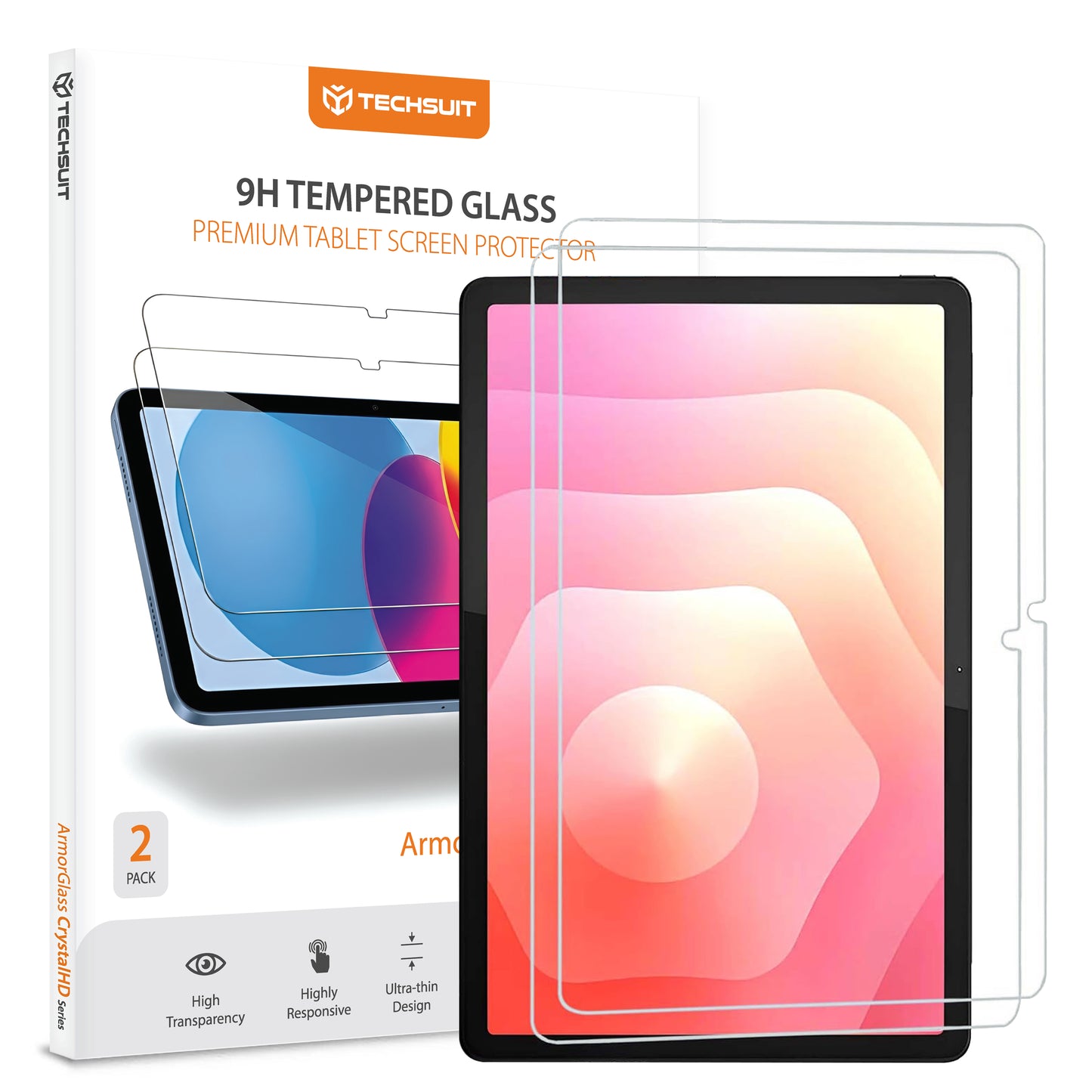 Pellicola protettiva schermo Techsuit ArmorGlass CrystalHD per Samsung Galaxy Tab S11, Vetro Temperato, Full Glue, Set 2 pezzi