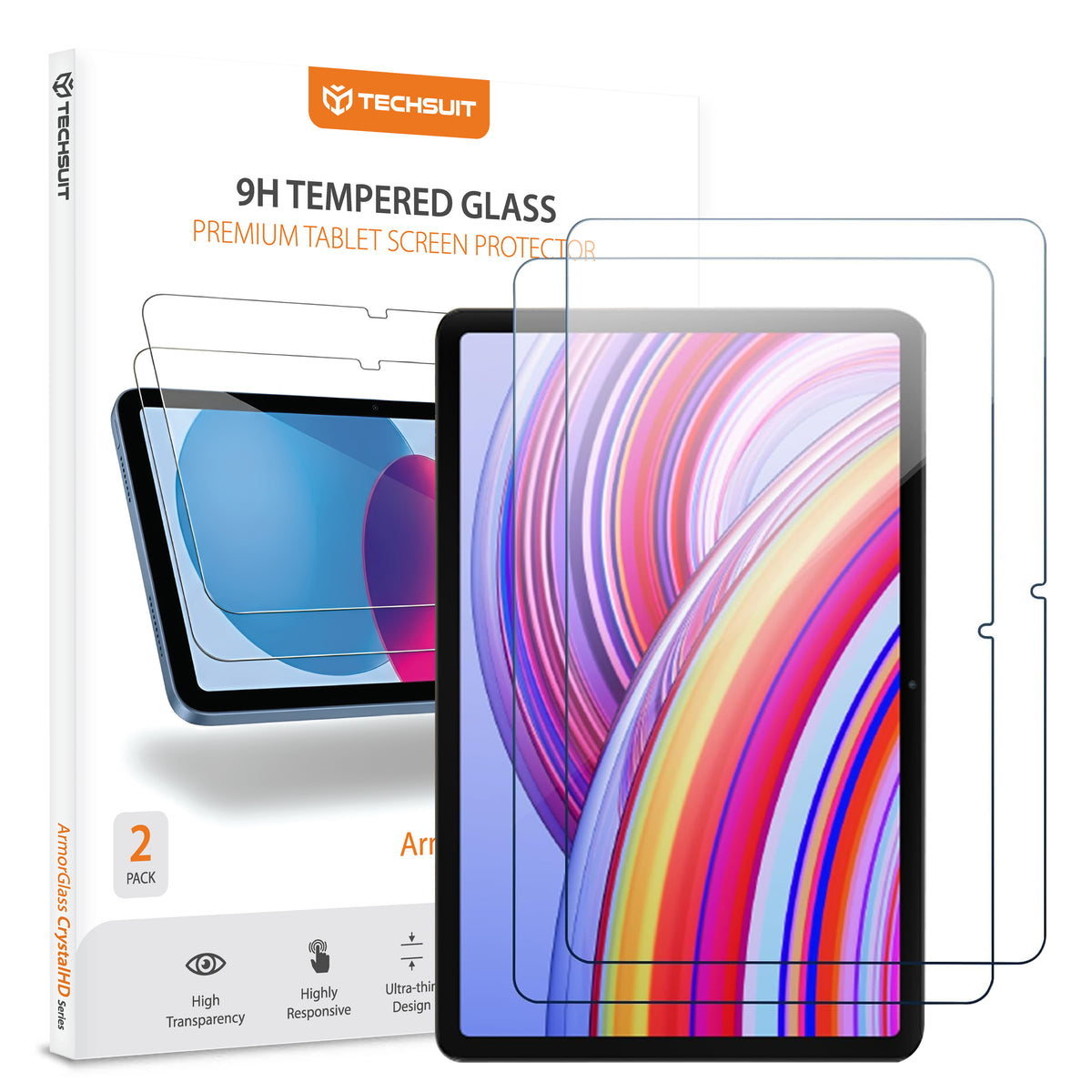 Pellicola protettiva schermo Techsuit ArmorGlass CrystalHD per Xiaomi Redmi Pad Pro / Pad Pro 5G / Poco Pad, Vetro Temperato, Full Glue, Set 2 pezzi