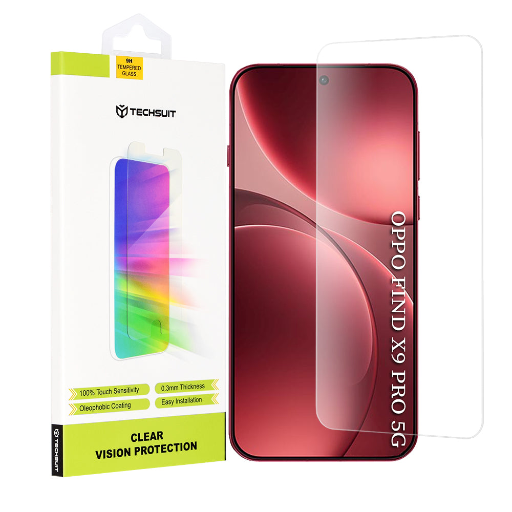 Pellicola protettiva schermo Techsuit Clear Vision per Oppo Find X9 Pro, Vetro Temperato, Full Glue