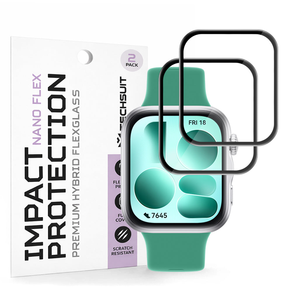 Pellicola protettiva per schermo Techsuit Nano Flex per Huawei Watch Fit 5, plastica, set da 2 pezzi, nera