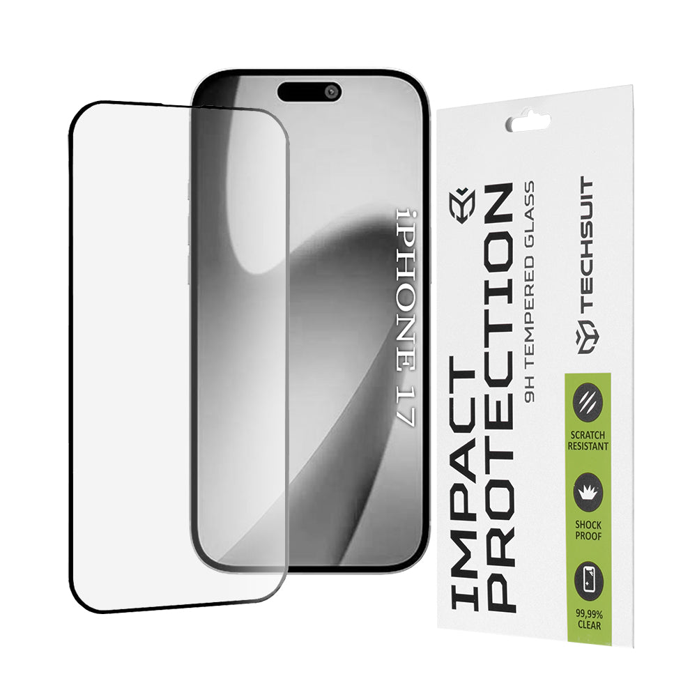Techsuit Screen Protector for Apple iPhone 17, Tempered Glass, Full Glue, 111D, Black