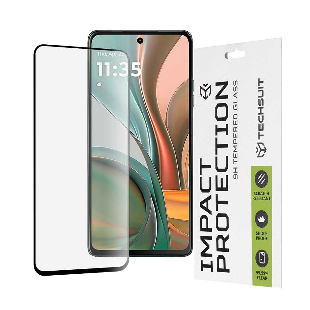 Techsuit Screen Protector Film for Motorola Moto G75, Tempered Glass, Full Glue, 111D, Black