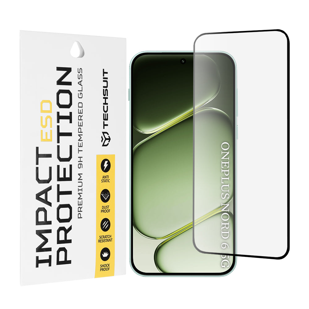 Pellicola protettiva per schermo Techsuit per OnePlus Nord 6, Vetro temperato, Full Glue, Nero