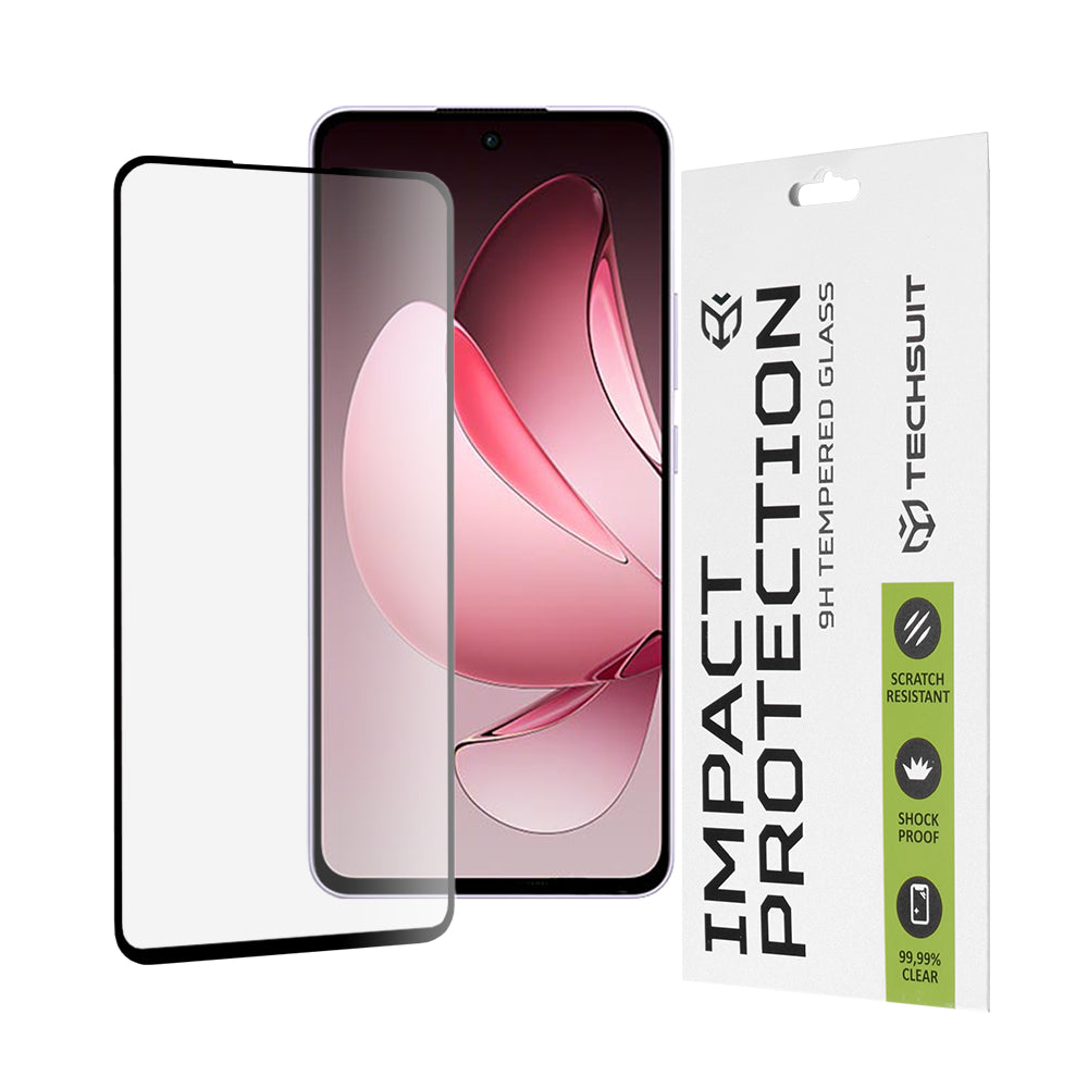 Techsuit Screen Protector Film for Oppo Reno13 FS 5G / Reno13 F 4G / Reno13 F, Tempered Glass, Full Glue, 111D, Black
