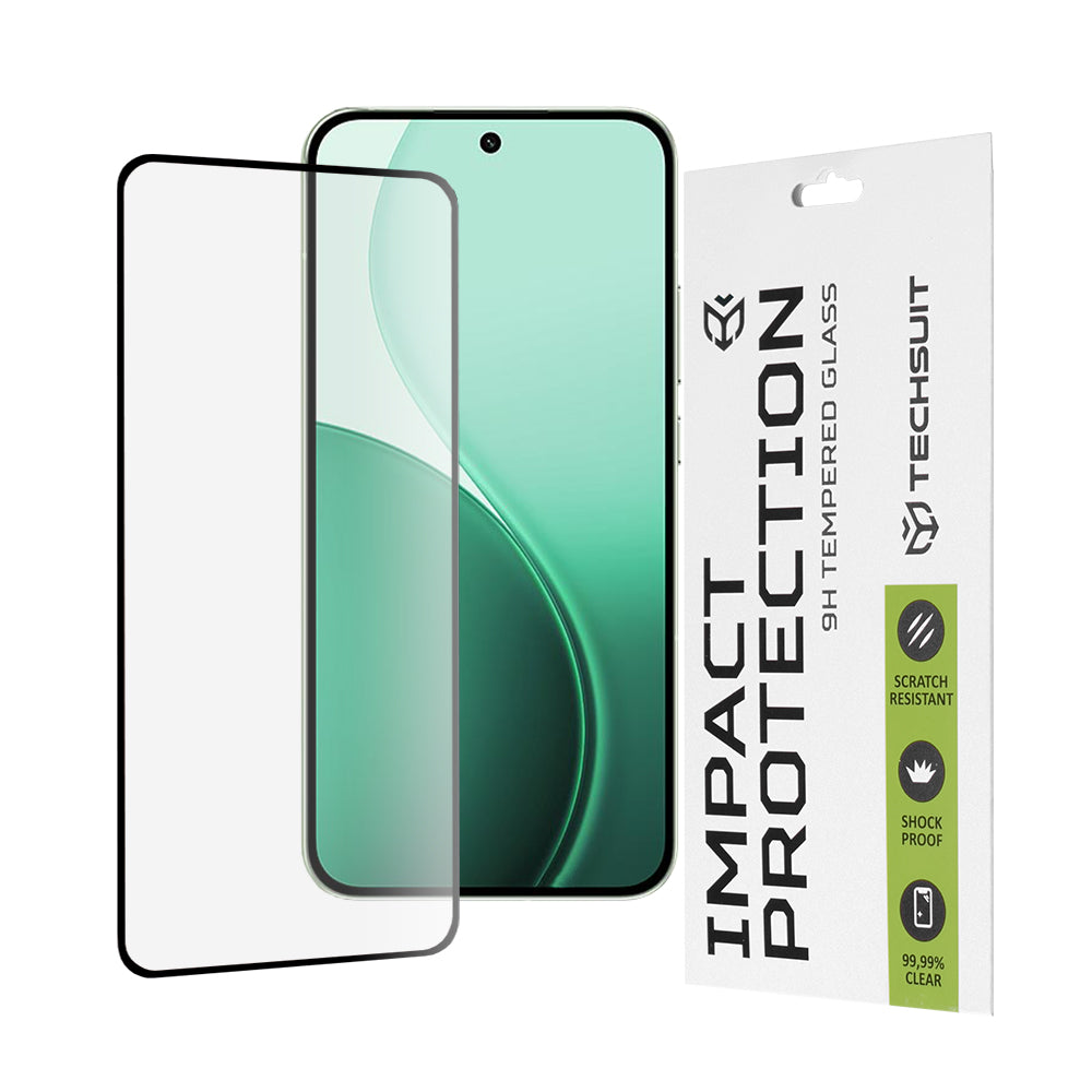 Techsuit Screen Protector Film for Oppo Reno14, Tempered Glass, Full Glue, 111D, Black