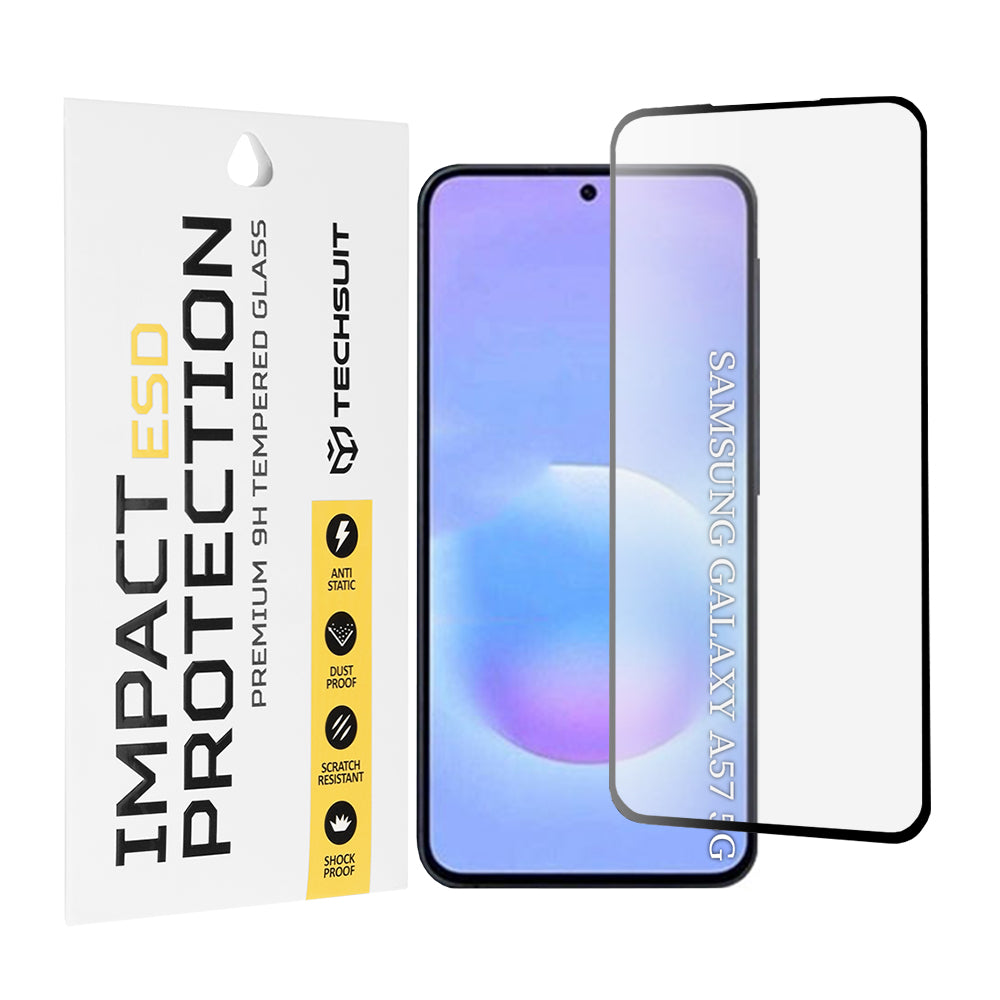 Pellicola protettiva Techsuit per Samsung Galaxy A57 5G, Vetro Temperato, Full Glue, Nera