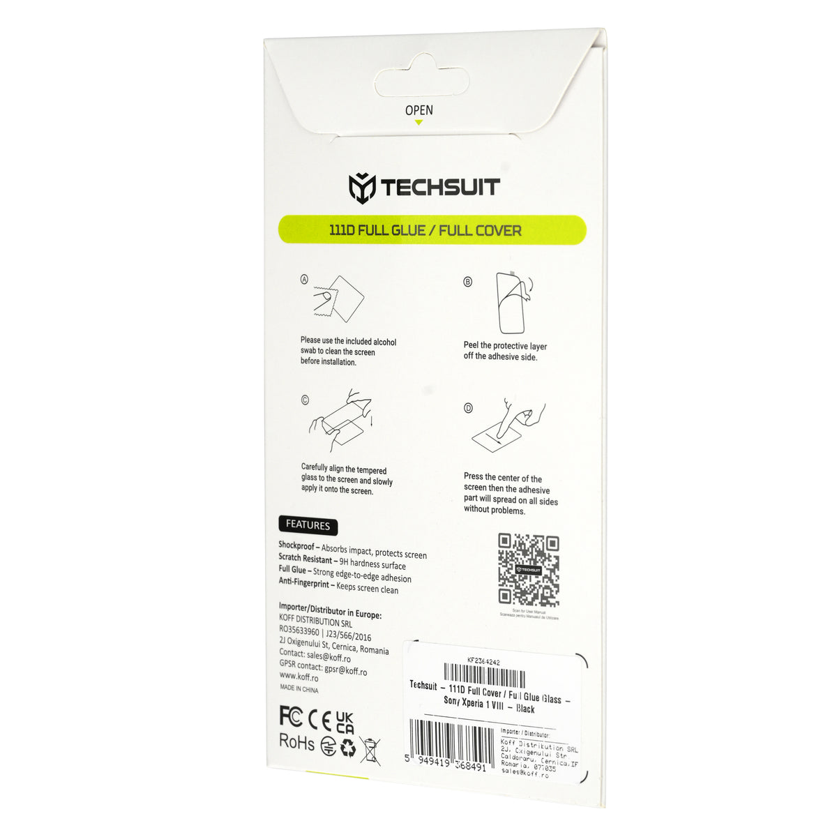 Pellicola protettiva per schermo Techsuit per Xiaomi 17T Pro, Vetro temperato, Full Glue, 111D, Nero