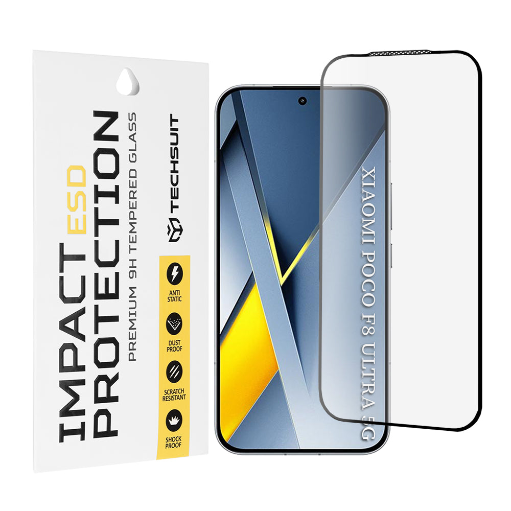 Pellicola protettiva Techsuit per Xiaomi Poco F8 Ultra, Vetro Temperato, Full Glue, Nera