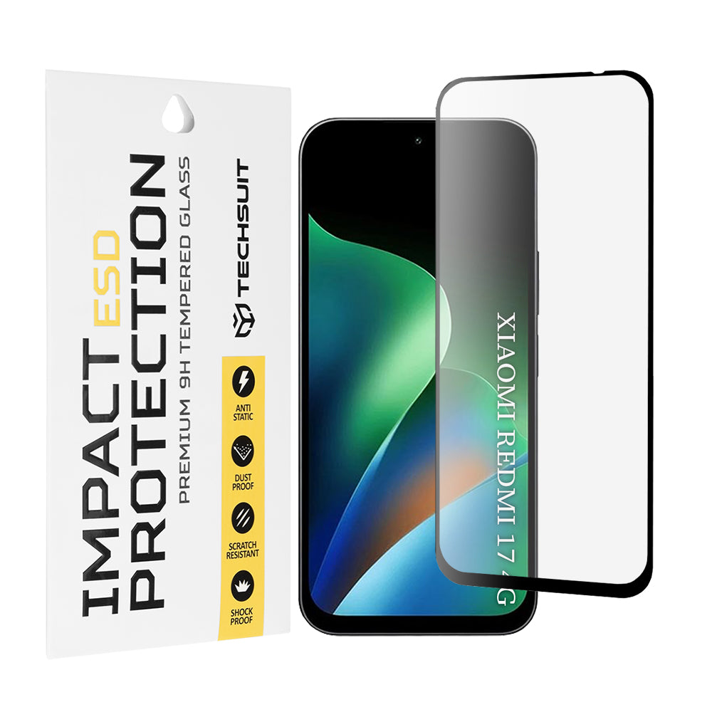 Techsuit Screen Protector Film for Xiaomi Redmi 17 5G / 17 4G, Tempered Glass, Full Glue, Black