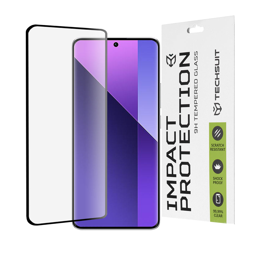 Pellicola Protettiva per Schermo Techsuit per Xiaomi Redmi Note 14 Pro 4G / Note 14 Pro+ 5G / Note 14 Pro 5G, Vetro Temperato, Full Glue, 111D, Nero