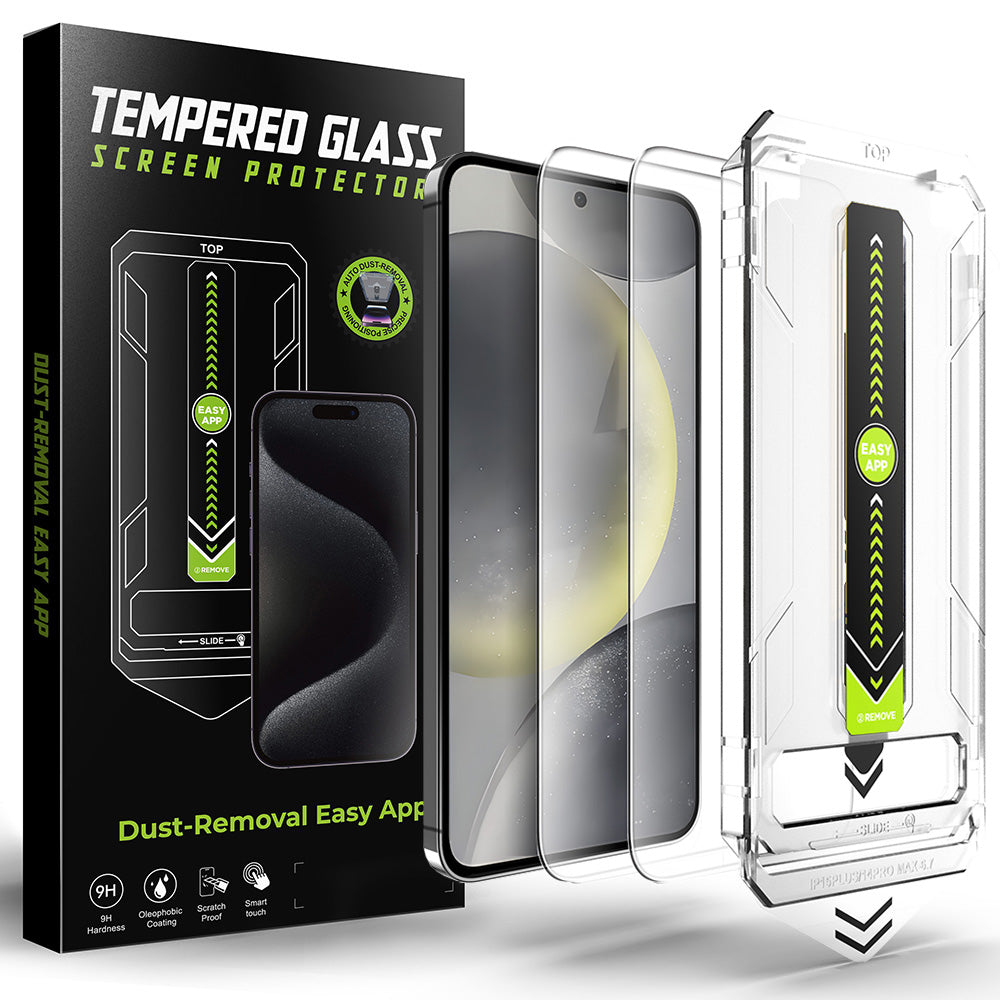 Techsuit TitanGlass CrystalHD Screen Protector for Samsung Galaxy S25 S931 / S24 S921, Tempered Glass, Full Glue, Set of 2 pieces
