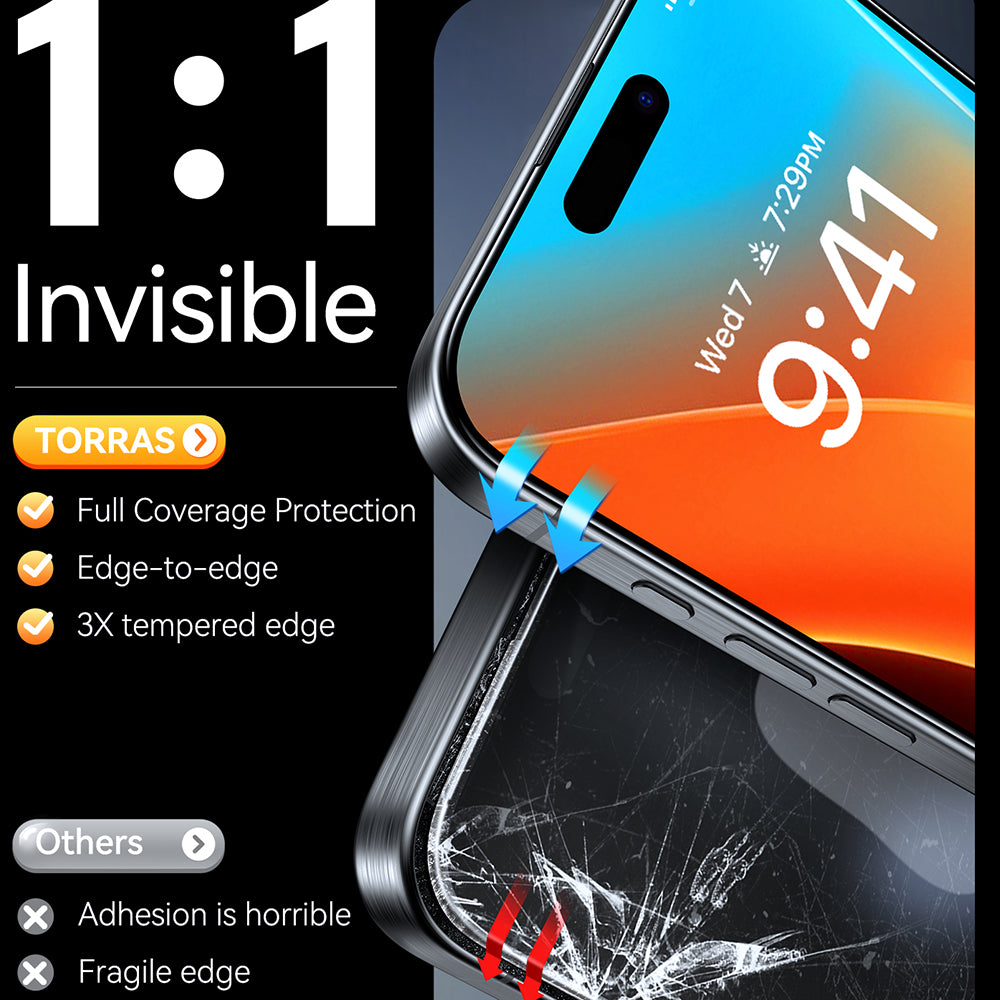 Pellicola Protettiva Schermo Torras GlassGo Install Master per Apple iPhone 16 Plus, Vetro Temperato, Full Glue, Nera